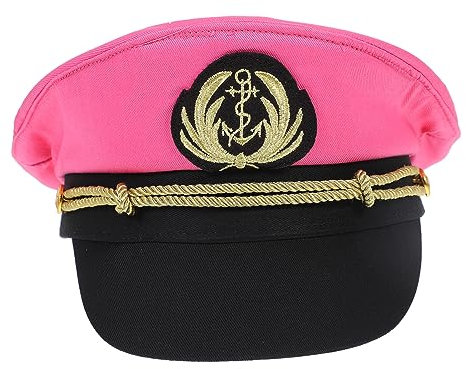 Abaodam Embroidered Cotton Sailor Hat for Women Deep Pink Nautical Party Cap Adjustable Size for Yacht Outfits and Stage Performances