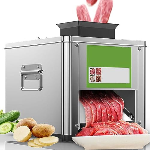Coupe-Viande Commercial, Trancheuse De Légumes Commerciale 2 En 1, Trancheuse électrique 330lb/H Coupe-Viande En Bande, Jeu De Lames Facile à Remplacer,2.5mm