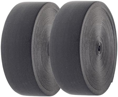 TUKA-i-AKUT Gummiband 80 Meter x 100 mm Breit, Elastisches Band Elastische Gummiband für Nähen/Haushalt/DIY/Handwerk Kleidung, Schwarz, 2x40M, TKB5092 Black-2X