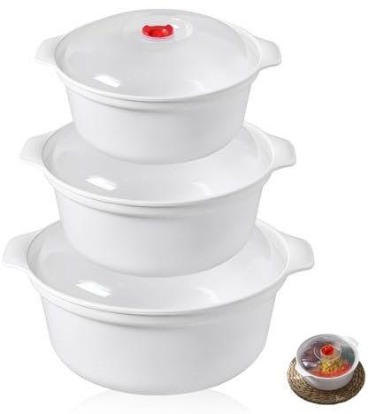 3 pezzi di stoviglie per microonde, contenitori salvafreschezza con coperchio, piatti a microonde con coperchio, ciotola per microonde da 3 l, contenitore con coperchio, utilizzabile come contenitore