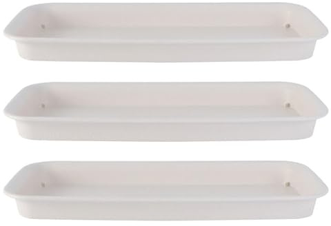BESPORTBLE 3er Set Pflanzuntersetzer aus Kunststoff – Rechteckige Wasserauffangschalen Weiß 12,2 x 5,43 x 1,1 Zoll für Blumentöpfe, Garten und Fensterbank