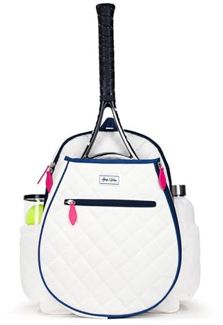 Ame & Lulu Jr. Love Tennis-Rucksack, gesteppt, Weiß/Marineblau/Rosa