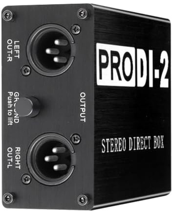 Wanjorlay 1 Piece ProDI-2 Passive Stereo Direct Box Audio DI Box Low Noise Guitar DI 2 Channel Audio Converter