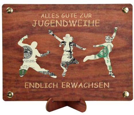 Jugendweihe Geldgeschenke Holz, Jugendweihe Geschenke Mädchen Junge, Geldgeschenke Verpackung mit Glückwunschkarte. Alles Gute zur Jugendweihes Geldgeschenk - Geld Geschenke aus Holz inkl