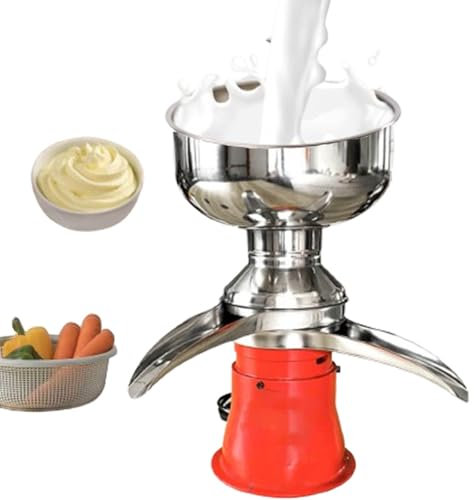 MhWrughts Cream Separator for Goats Milk, 304 Stainless Steel Electric Cream Centrifugal Machine, 50L/H Output 9500RPM Milk Skimmer for Fresh Goat Cow Milk