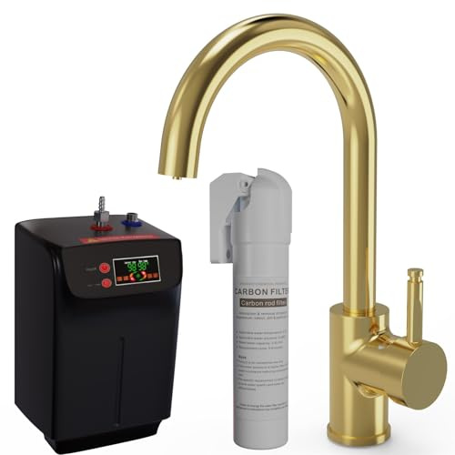 Liquida BHT311BR 3 in 1 Brushed Brass Kitchen Instant Boiling Hot Water Tap