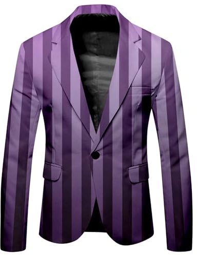 Veste d'Halloween pour homme - Blazer moche - Impression 3D - Veste de costume - Haut à manches longues - Respirant - Robe de fête imprimée - Boucle - Veste de jeu de rôle, lilas, XL