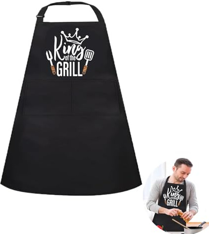 YYUEZHI Delantal Personalizado Para Hombre, Barbacoa e Impermeable Chef Con 2 Bolsillos - Regalo Para Cocina