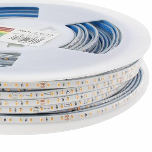 ledbox Tira LED 220V Super Slim SMD2835, 120Led/m, 8W/m, Triac regulable, corte 10cm, carrete 50 metros, Silicona, Blanco neutro, regulable