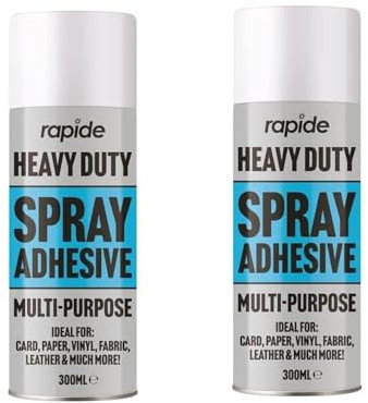 GSV Essentials Heavy Duty Adhesive Spray, Multi-Purpose Spray, Ultimate Solution for Card, Paper, Vinyl, Fabric, Leather, Easy to Use, Versatile Application, 300ml (2 PCS)