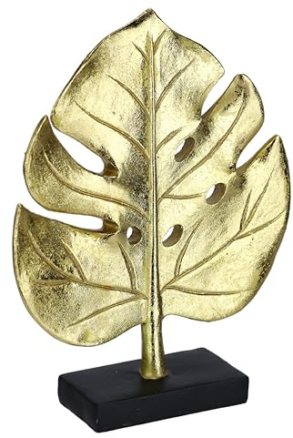 Blatt-Statue Blattskulptur goldenes Blatt 24cm Monstera-Skulptur Figur Skulpturen Blätter Deko Ornament Kreative Abstrakte Moderne Kunst Dekofigur Minimalistische Statue Geschenk, Splitphilo