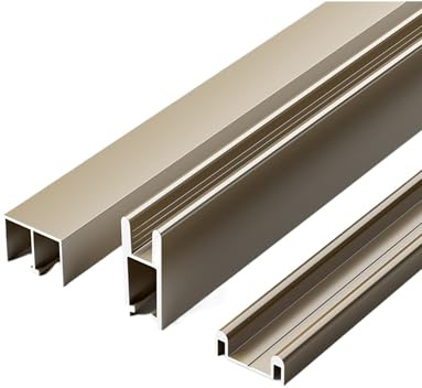 5-8mm Glass Sliding Door Three-piece Track Display Cabinet Slide Rail Sliding Door Sliding Door Accessories, Suitable for Cabinets And Bookcases(Gold,150cm)