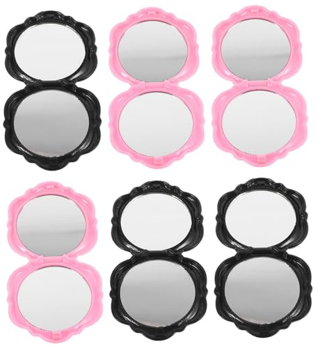 NIYANGLE 6 Pièces Miroir de Maquillage Pliable Forme de Rose de Miroirs Cosmétiques Compacts Vintage Pratiques pour Voyage et Sorties