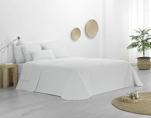 Donegal Collections Colcha de Verano Cama 135-230x260 cm Reversible Blanco Kay - Colchas de Verano Acolchado Fino Extra Suave Cubre Cama Multiusos para Primavera, Verano y Entretiempo