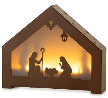 Sziqiqi LED Christmas Nativity Scene: Light Up Christmas Crib Nativity Scene - Pre-lit Metal Xmas Manger Decorations for Fireplace Windowsill Coffee Table