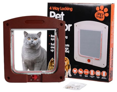 Chatière pour Petits Chats - Porte Battante pour Chaton,Trappe Verrouillable 4 Positions pour Chambre sous-Sol Et Garage