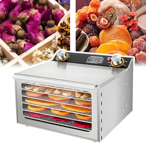 WDDEYYDS Deshidratador De Alimentos, Deshidratador De Carne, Deshidratador De Alimentos De 400 W, Secador De Bandejas De Acero Inoxidable, Deshidratador De Alimentos para Cecina,6layer