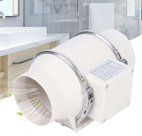 Rogowsen 100-mm-Rohrventilator, Einstellbarer Rohrventilator, Abluftventilator, Luftleistung 220 m³/h Geeignet für Werkstätten, Moxibustion-Räume, Schachräume, Toiletten, Badezimmer, Kellerräume