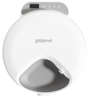 Groov-e Pet-Tech Automatic Wet Food Pet Feeder – Cat & Small Dog Food Dispenser, 4x 240 ml Compartments, Timed Schedule Up to 4 Meals Daily, Includes 2 Ice Packs – Battery Powered – White