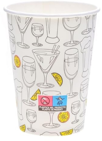 ECOPICNIC 1000 vasos desechables de 400 ml de diámetro de 90 mm, con diseño de cóctel, para café, té, bebidas calientes, bebidas para llevar, fiestas, gastronomía, catering, vasos de café desechables