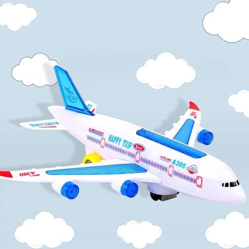 Jouets d'avion pour garçons et filles de 3, 4, 5, 6, 7, 8 ans, jouets d'avion musicaux rotatifs à 360° avec lumières clignotantes et musique, jouet d'avion électrique, cadeau de fête d'anniversaire