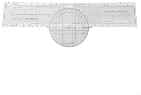 YobiLife Navigationsplotter für Piloten, rotierender Azimut-Rechenschieber, kompatibel mit CRP-1, 33,6 x 11,1 cm, transparentes Flugplanungslineal mit Kartendaten