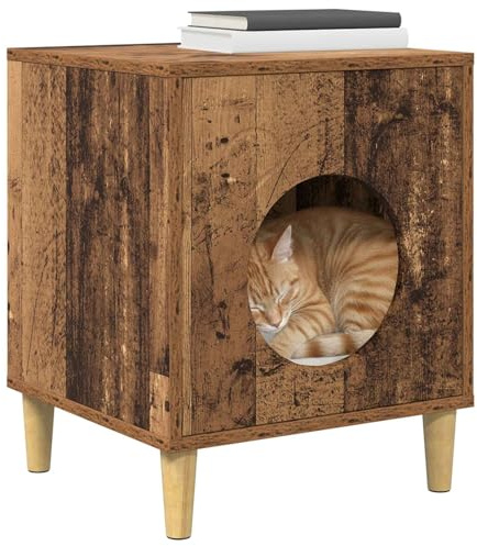 vidaXL Casa para Gatos Madera Envejecida 42,5 x 40 x 53 cm