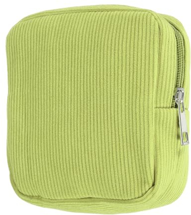 sourcing map Period Bag for Teen Girls Women, Portable Corduroy Sanitary Towel Compact Cute Pouch with Zippers, Small Pouch Napkin Storage Pads Holder for Travel, Daily Use, Purse, Cyan