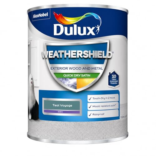 Teal Yoyage Weathershield Quick Dry Exterior Satin Paint 750ml | Exterior Wood and Metal Paint | Mid Sheen Weatherproof Finish | Outdoor Satin Paint for Doors Gates Railings and Window Frames