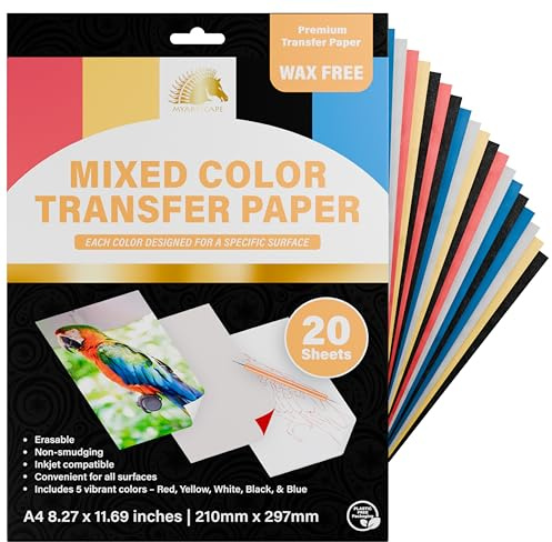 MyArtscape Graphit-Transferpapier, 20 gemischte Blätter, wachsfrei, löschbar, wischfrei, ideal zum Zeichnen und Nachzeichnen, Premium-Kunst- und Bastelbedarf