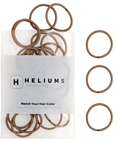 Heliums Pequeñas gomas para el cabello - Marrón Claro - 2,5 cm, 2 mm para cabello fino y niños - Adecuadas para coletas con colores neutros - Paquete de 48