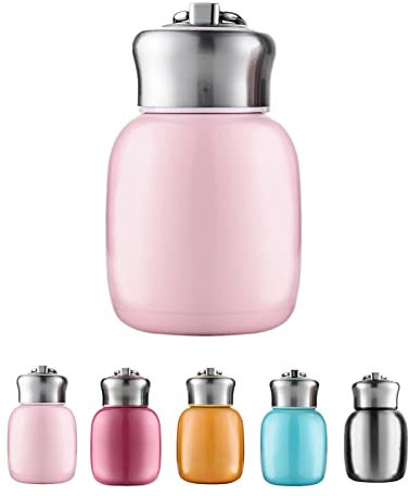 Mini-Thermosflasche, 200 ml, niedliche Wasserflasche, vakuumisolierte Edelstahl-Wasserflaschen, auslaufsicher, hält heiß und kalt, für zu Hause, im Freien, auf Reisen Einheitsgröße peach pink