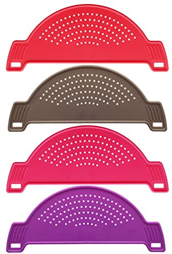 Half Moon Pan/Pot Strainer, Plastic Pasta Rice Vegetable Spaghetti Handheld Kitchen Drainer Sieve