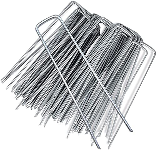 Garden Pegs Erdanker Verzinkt,50 pcs Heringe Erdnägel Stabil Grasstifte Heftklammern Stahl Gartenheringe für Kunstrasen Bodenmattennetz 6 Zoll
