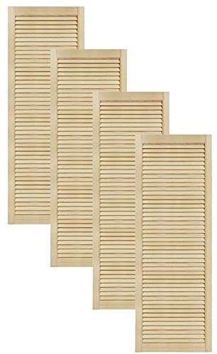 Lamellentüren Holz 4er Pack 494x1406 mm | Holztür aus massiver Kiefer mit fühlbarer Struktur | Möbelfronten für kreative Renovierung | Lamellentür für Schrank oder Garderobe | Natur