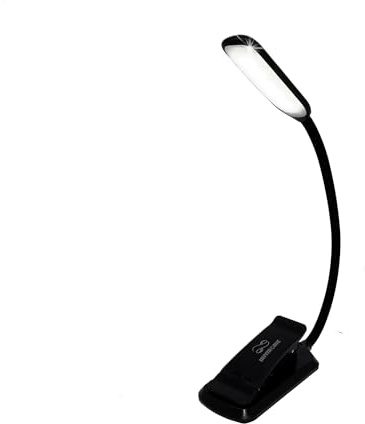 Infitronic IN9LEDNLPRO2B LED Leselampe & Buchlampe mit Klemme, Wiederaufladbar, 3 Helligkeitsstufen, 360° Schwanenhals, Augenschutz Bettlampe für Buch, Kindle & Reisen