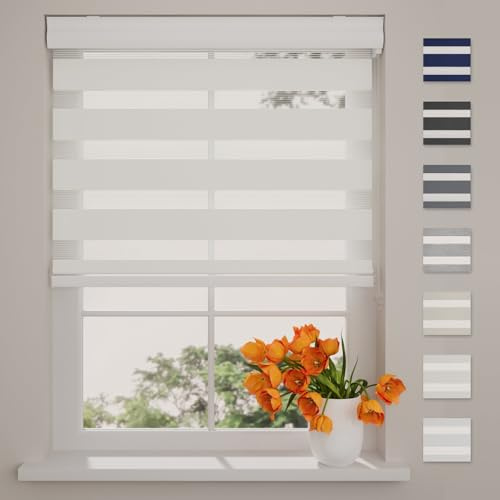 DTCH® Doppelrollo mit Kassette, schneeweiß, 160 x 175 cm | Für Fenster, blickdicht oder transparent, Aluminium-Kassette, Klemmfix separat erhältlich, Breiten bis 220 cm