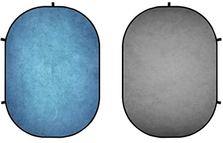 Kate 5x6.5ft(1.5x2m) Collapsible Backdrops Grey/Blue Double Sided Background Portrait Abstract Photography Background Pop up Backdrop Perfect For Youtube, Video, Film