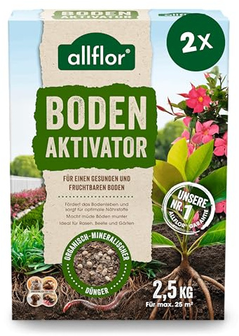 Allflor Bodenaktivator 2 x 2,5 kg Faltschachtel mit 100% natürlichen Inhaltsstoffen I Auserlesenes NPK-Mischungsverhältnis I Erhöht die Bodenfruchtbarkeit I Für besonders beanspruchte Böden