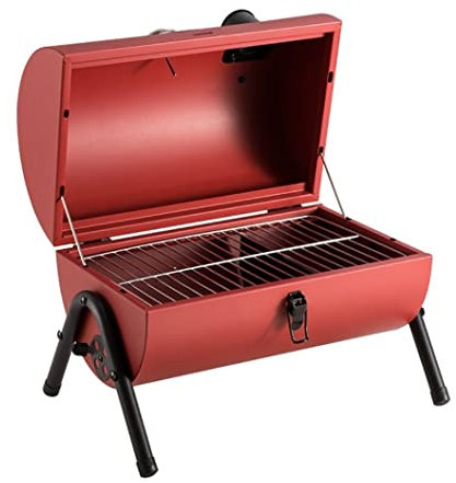 Kolgrill Picknick Grill Träkolgrill Bärbar Kolgrill BBQ-grill Med Lock Och Handtag Hopfällbar Grillgrill För Matlagning Utomhus Kolgrillar Picknickgrill (Color : Rot)