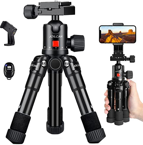 JOILCAN Mini Tripod for Camera, 21 Aluminum Desktop Tripod with 360° Ball Head, Portable Travel Tripods for DSLR Phone Projector, Load up to 15lb