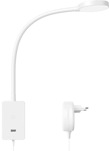 ENUOTEK Applique da Lettura, Applique LED Lettura Letto con Interruttore, Lampada da Lettura da Parete Dimmerabile Touch, Lampada da Lettura con Porta di Ricarica USB 2A, Luce Bianco Neutra 4000K