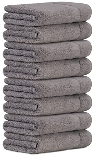 Luckytowel Handtücher Set 50x100 cm groß aus 100% Baumwolle, Handtuch Set mit 600g/m² Oeko-Tex Frottee Handtuchset als 8er Pack in Grau