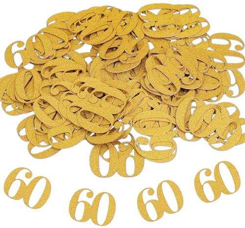 GoldRock Konfetti 60 Geburtstag Deko Groß 3,5x2,5cm,100 Stk Tischdeko Gold Deko 60. Geburtstag Mann Frau,Streudeko 60. Geburtstage Deko,60 Geburtstage Deko,Streudeko zum 60 Jubiläum,60er Dekoration