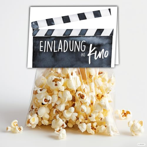 CALLUNA® – 6 Einladungskarten-Sets zum Basteln – moderne gestaltete Bastelvorlage für die Kino-Einladung – Einladung zur Geburtstagsfeier – Geburtstagseinladungen – Partyeinladungen zum Kino-Erlebnis