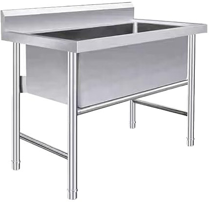 TRGCJGH Lavello Commerciale per Ristorante, Lavello da Cucina in Acciaio Inox a Vasca Singola, Lavamani industriale, per Lavanderia,Giardino (100X70X80cm/39.3X27.5X31.4in,Deep:30cm/11.8in)