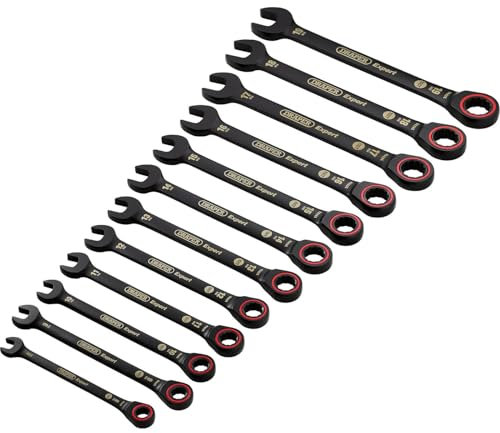 Draper Expert 03896 HI-TORQ® Metric Ratchet Combination Spanner Set, Black (12 Piece)
