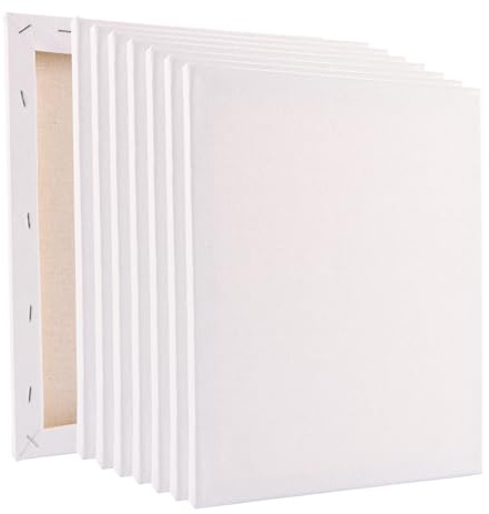 LOLYSIC 8 Stück Leinwand Set zum Bemalen - 24x30cm Weiß Vorgrundiert, 100% Baumwolle Keilrahmen für Acryl- und Ölgemälde