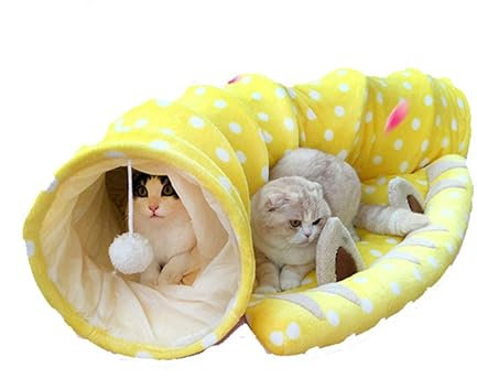 POPETPOP Katzentunnel Faltbar Für Katzen Gelb Kätzchen-tunnelnest Tragbares Katzenspielzeug Für Kleine Haustiere Und Kaninchen