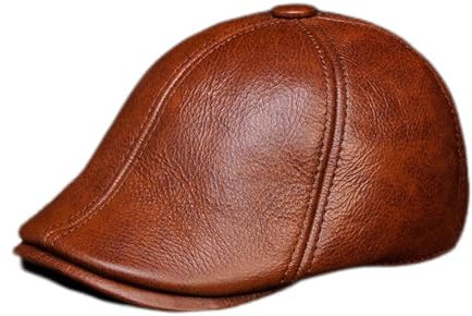 PACUM Lederhüte für Herren und Damen Männer Frauen-Barett-Hut-GEUNINE-Leder-Unisex-Eimer-Kappen-Mützen Warmes und süßes Geschenk (Color : Light Brown, Size : XXL(59 60cm))